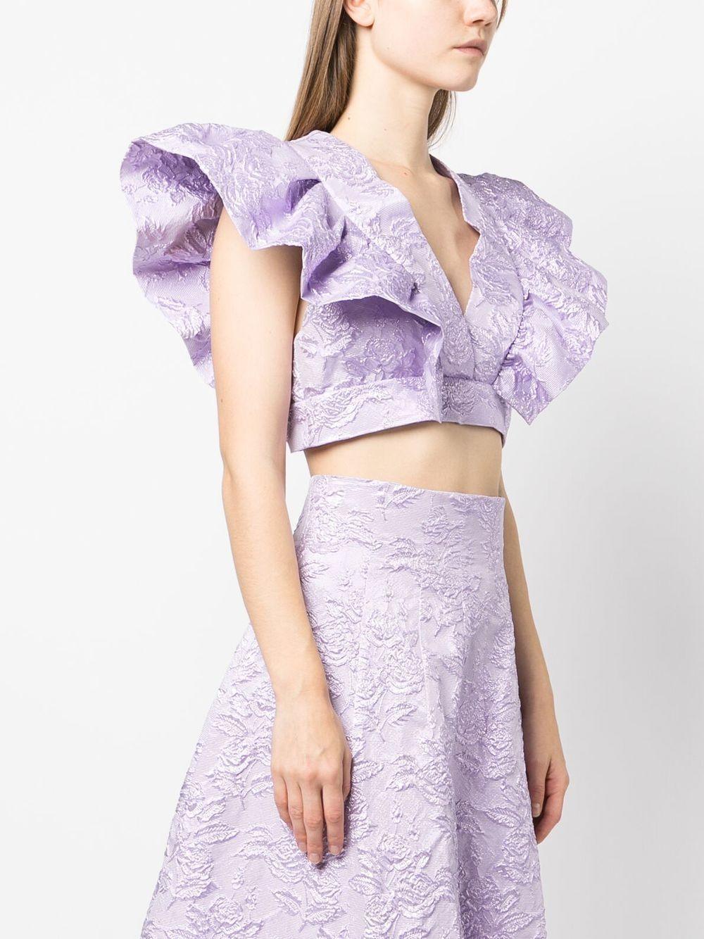 Crop top lilla con ricami e volant - Preludio Moda