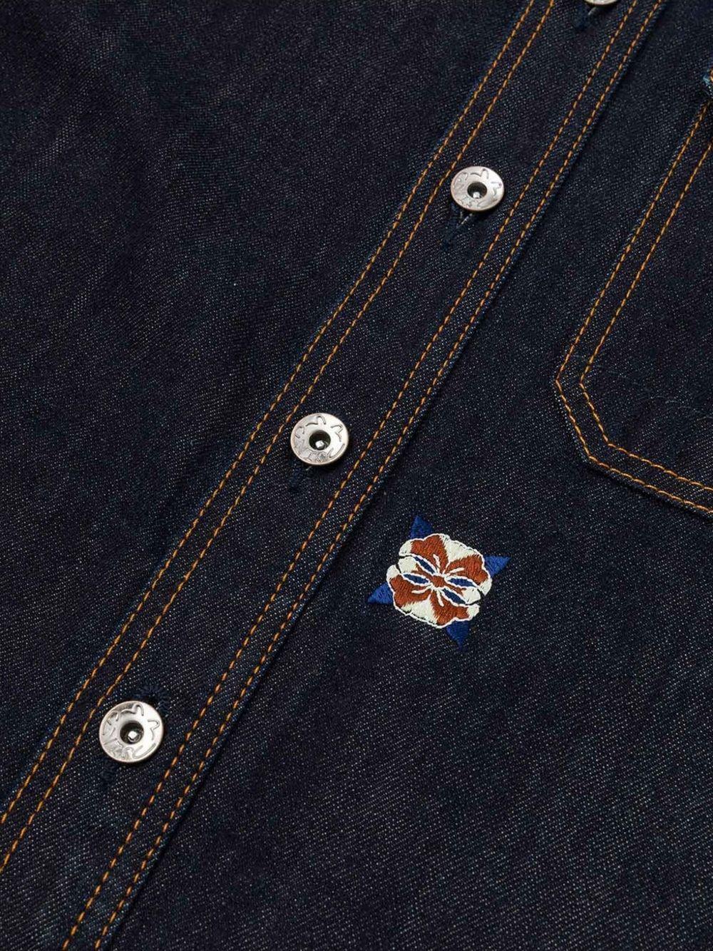 Camicia con Ricamo e Taschino sul Petto 2EAHTM5SJ1044 INDIGO EVISU