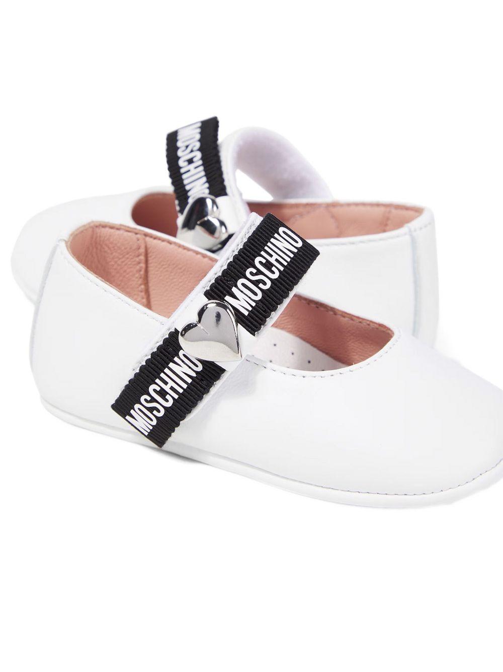 Ballerina bianca strappo logato neonata 80388 01 MOSCHINO KIDS