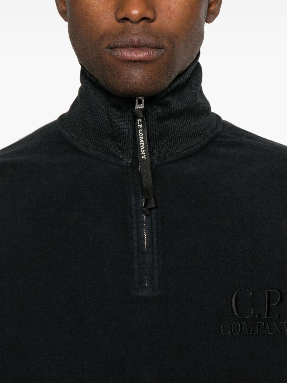 Felpa collo alto nera logo ricamo