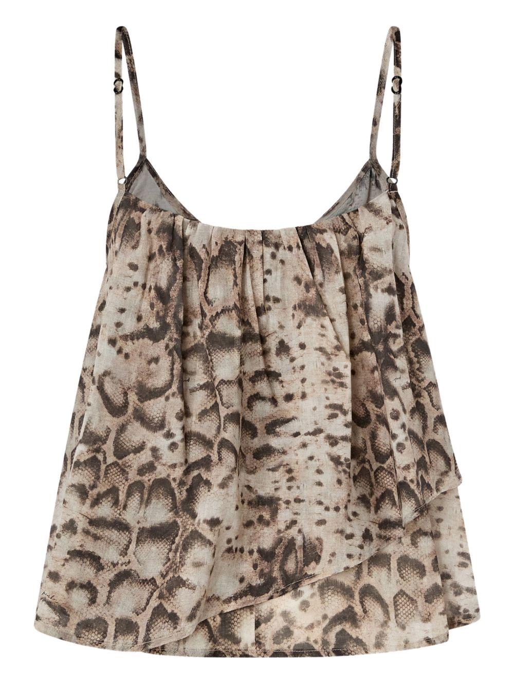 Top in cotone con pieghe a stampa serpente 106868A3AP CZ9 PINKO