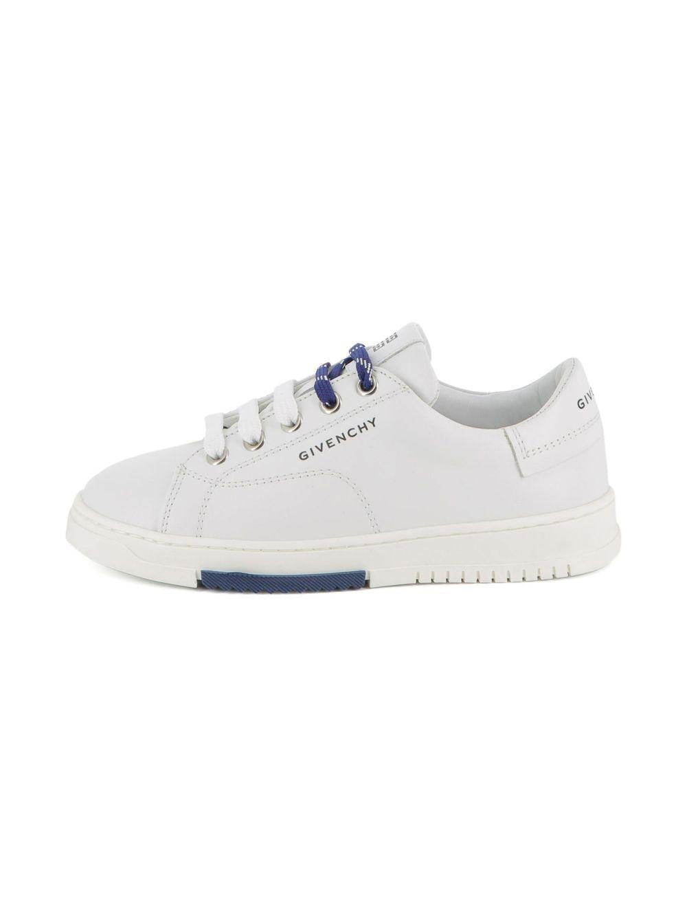 Sneakers in Pelle con Logo Goffrato e Lacci a Contrasto H31042 10P GIVENCHY KIDS