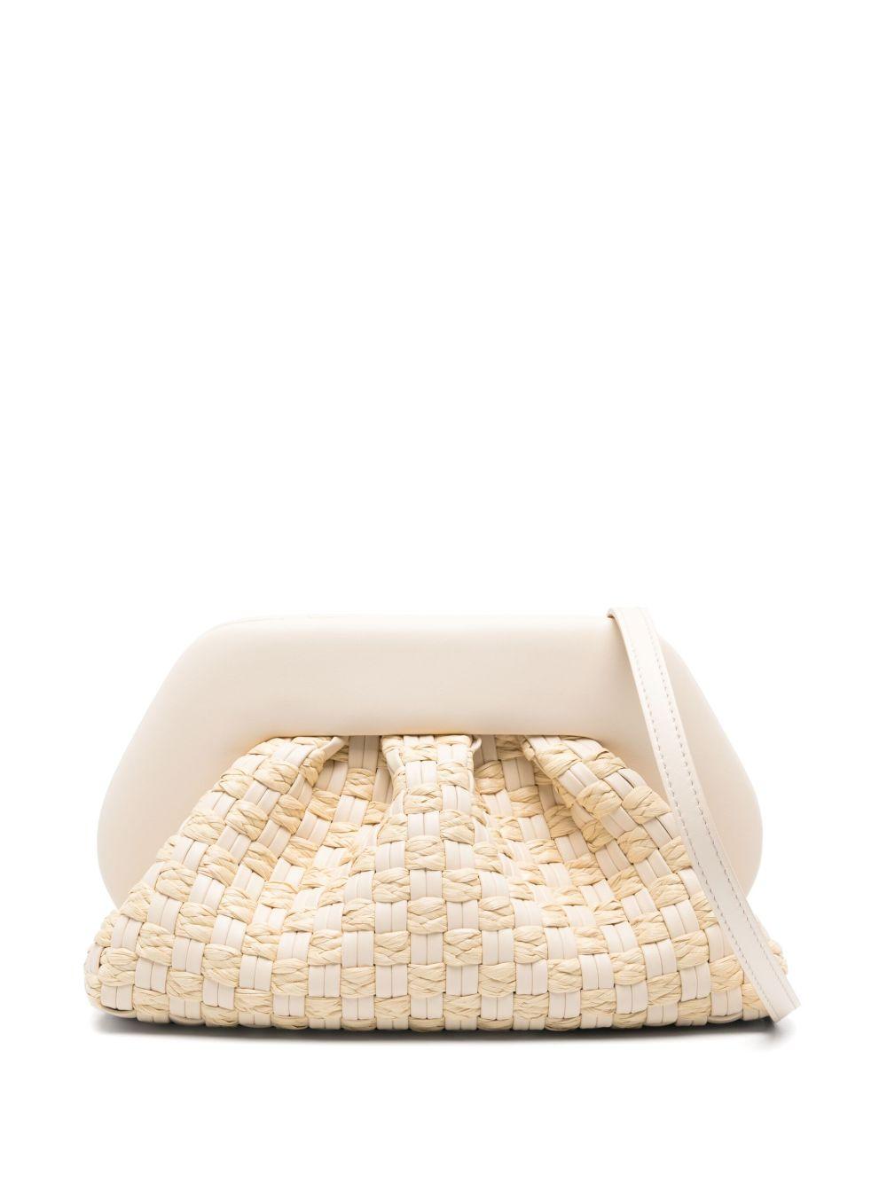 Clutch tia micro weaved staw bianca e rafia