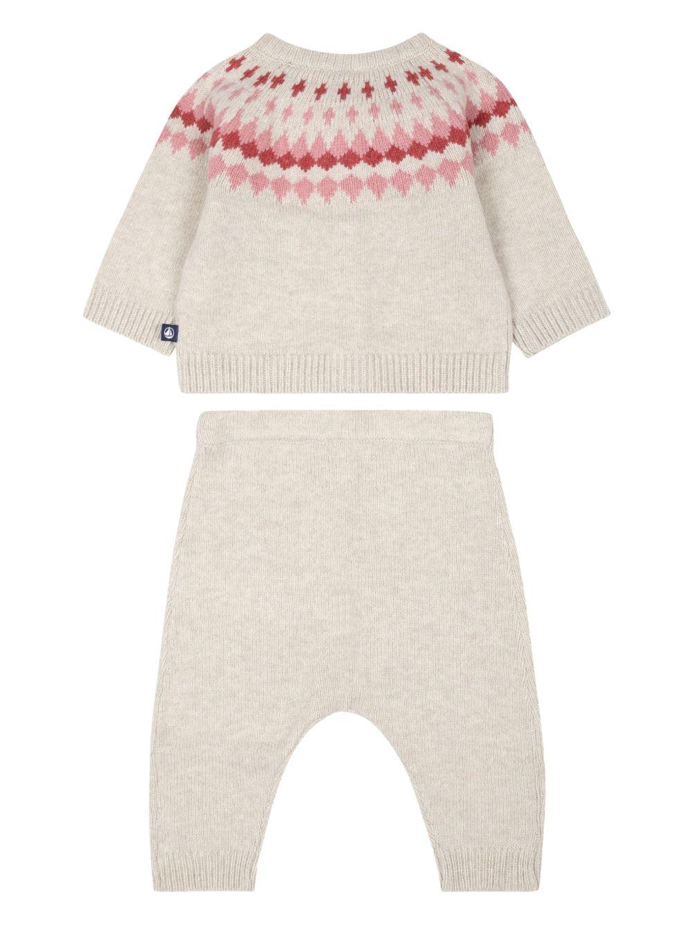 Set in maglia beige con fantasia (2pz)