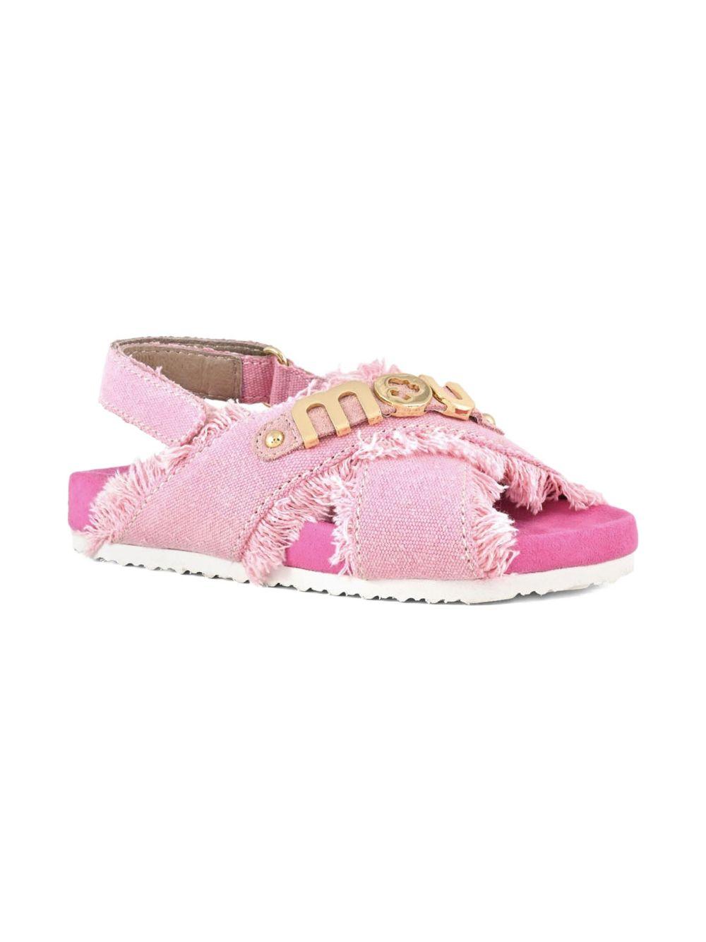 Bio sandal kid recycled canvas rosa - Preludio Moda