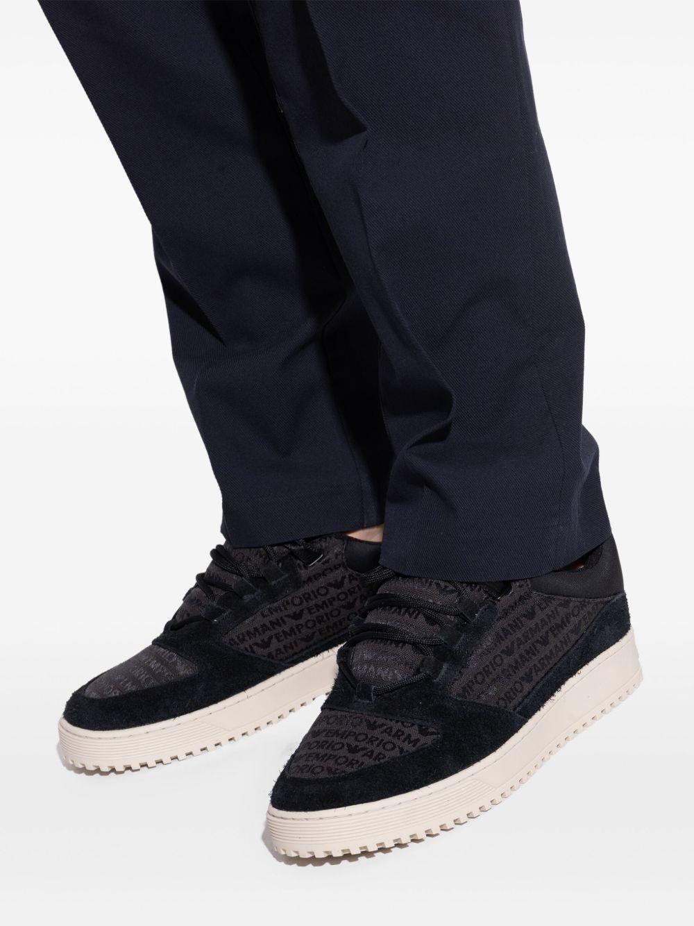 Sneakers nere in tessuto jacquared logo lettering