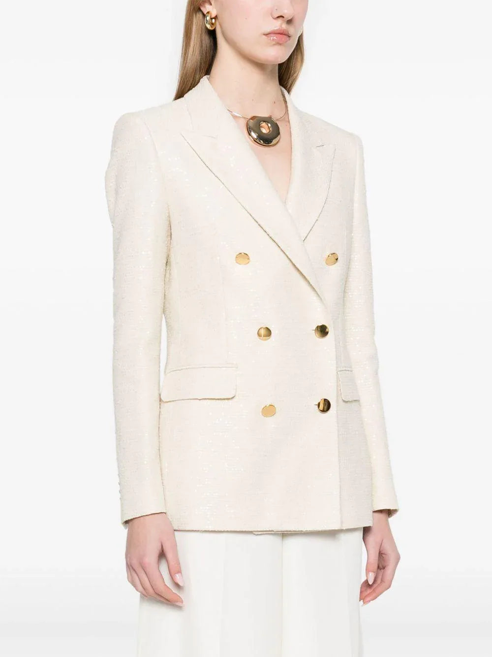 Giacca panna doppiopetto micro paillettes - Preludio Moda
