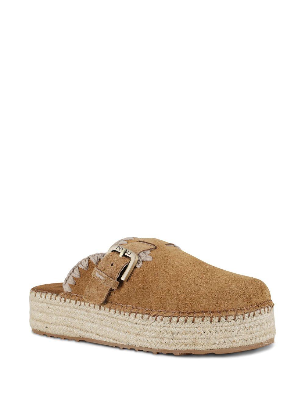 Jute clog plain suede cognac