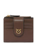 Portafoglio marrone in pelle con logo color oro