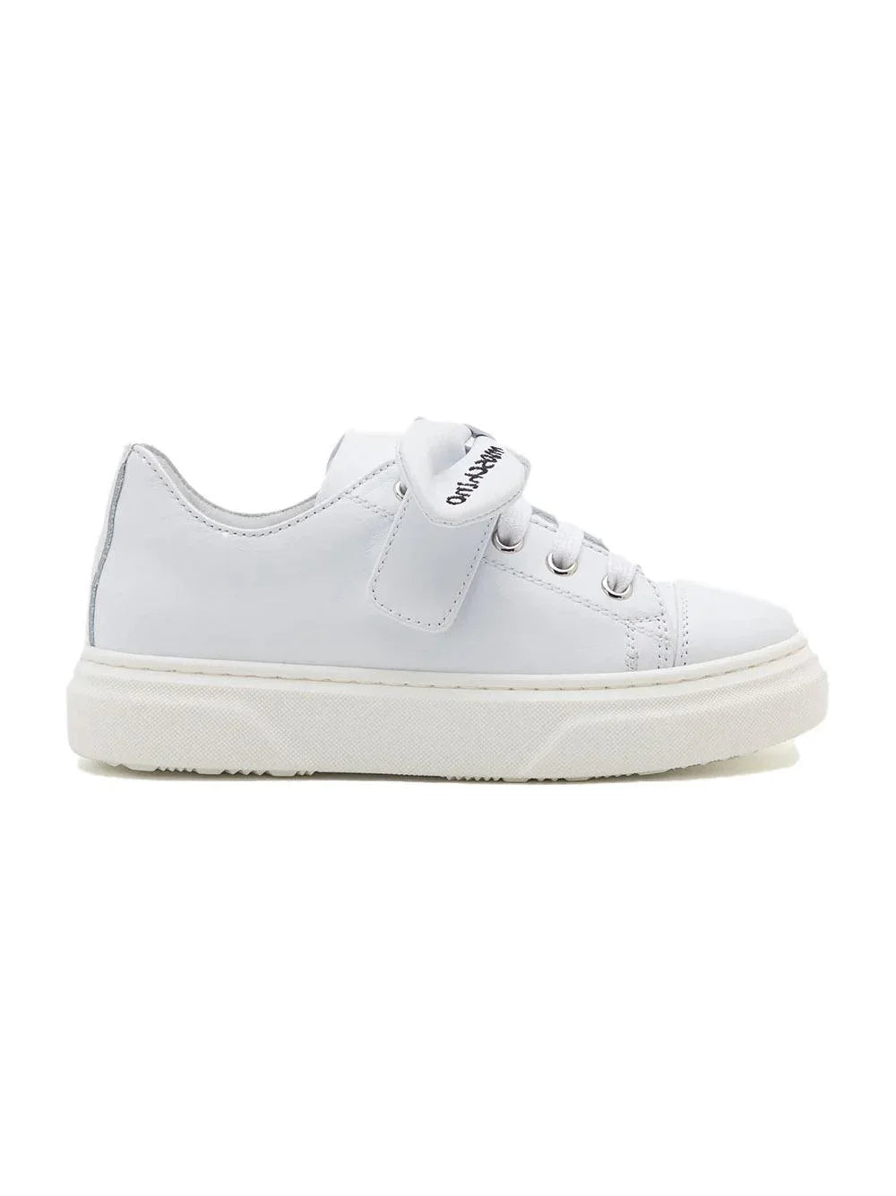 Sneakers in pelle di vitello bianca con fiocco logo - Preludio Moda
