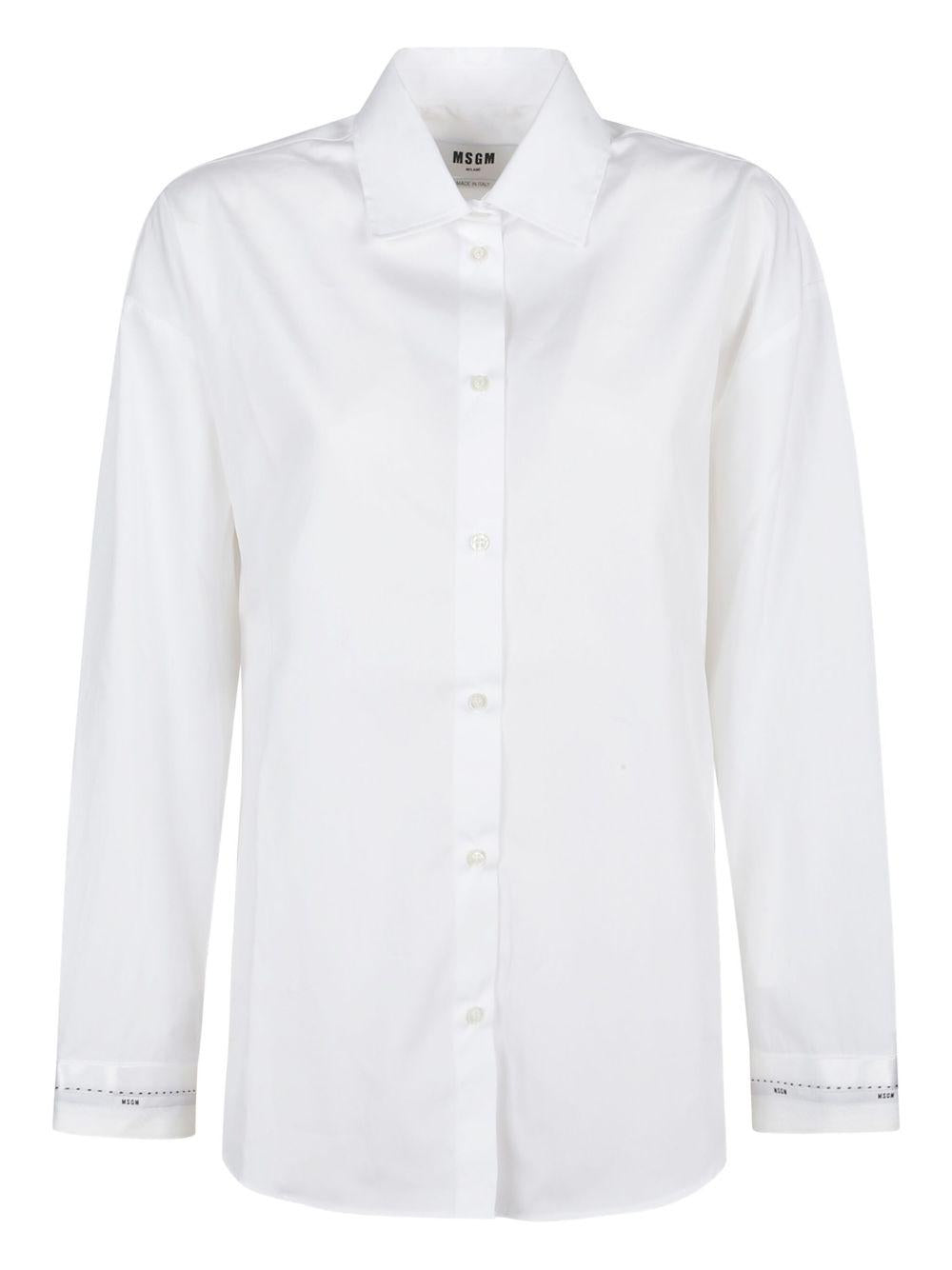 Camicia bianca con logo sui polsini 3941MDE13X257602 01 MSGM