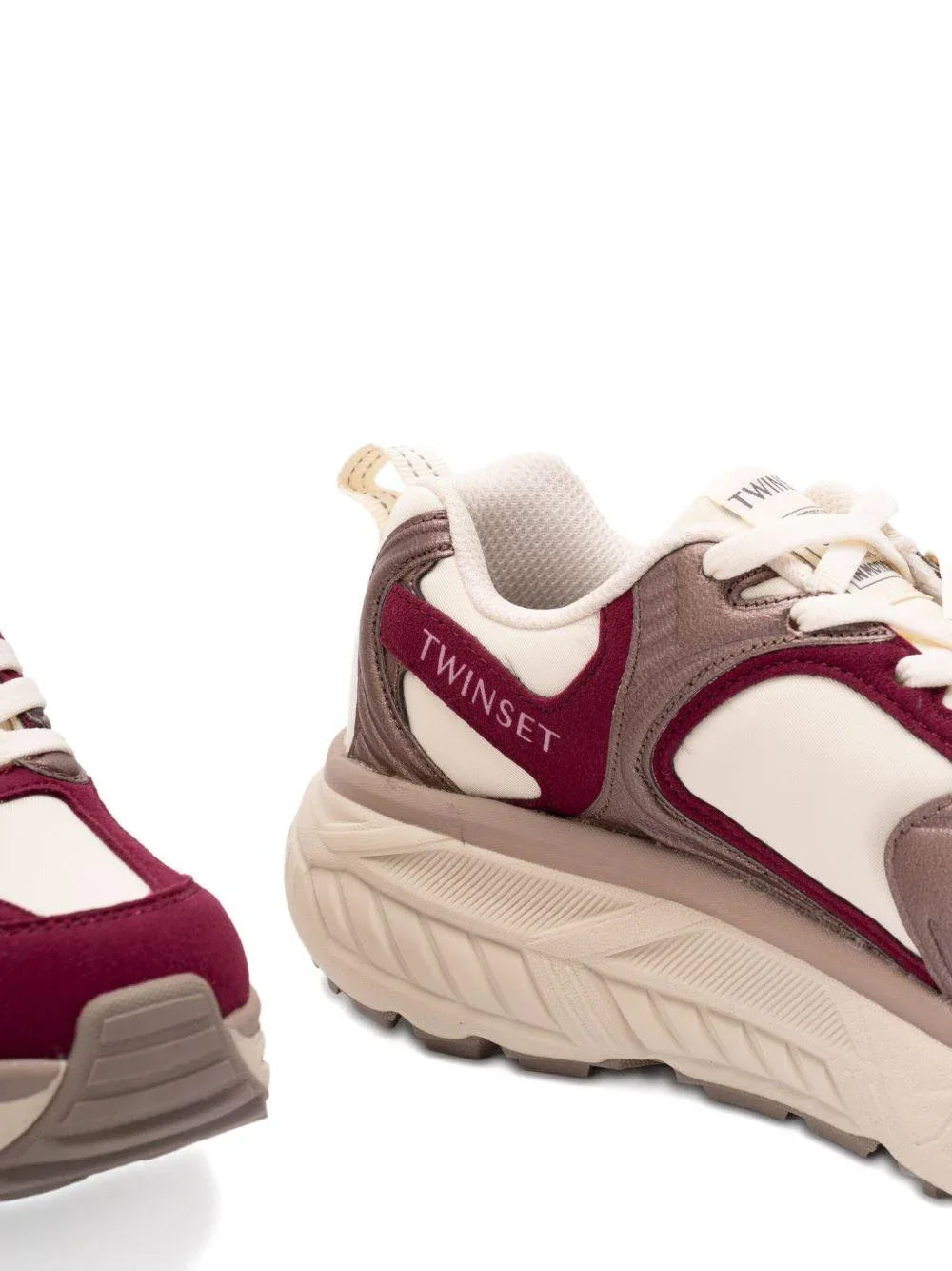 Sneakers Borgogna con Inserti Color Crema e Suola Chunky - Preludio Moda