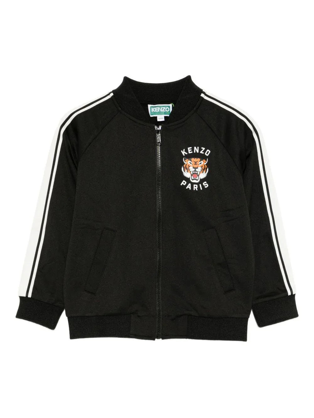 Felpa nera con ricamo e righe a contrasto - Preludio Moda