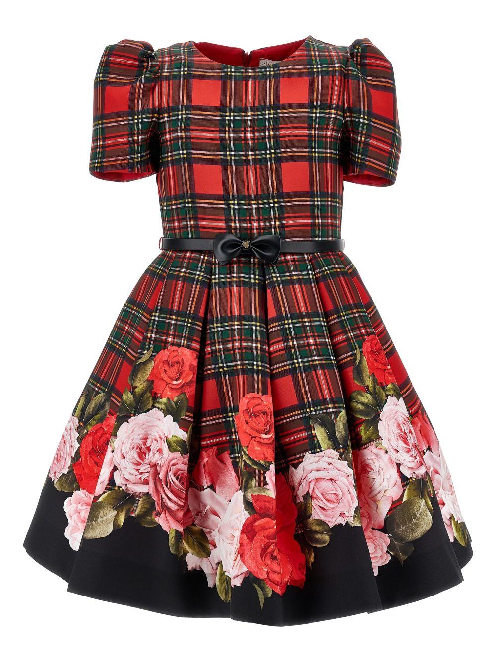 Abito Rosso con Gonna Plissettata 71F9006657 4350 MONNALISA KIDS