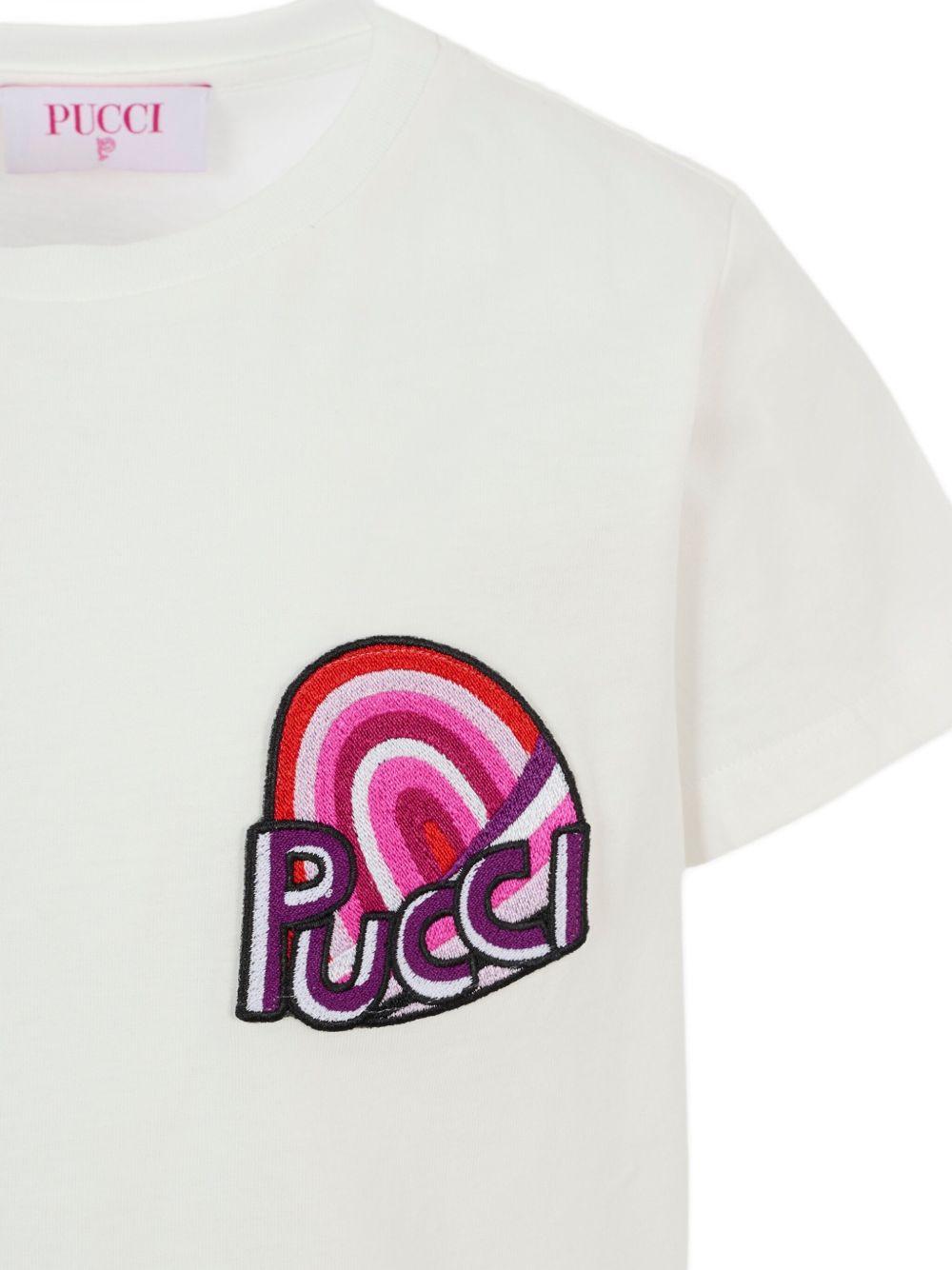 T-shirt Avorio Ricamata PX8A91Z3186 101 EMILIO PUCCI KIDS