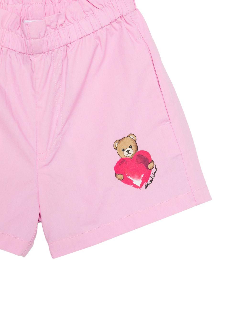Shorts rosa con orsacchiotto MDQ00FLLA10 51473 MOSCHINO KIDS