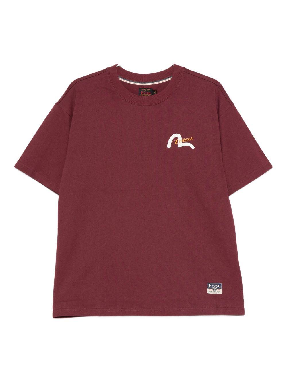 T-shirt girocollo a Maniche Corte 2EAHTM5TS1168 BURGUNDY EVISU