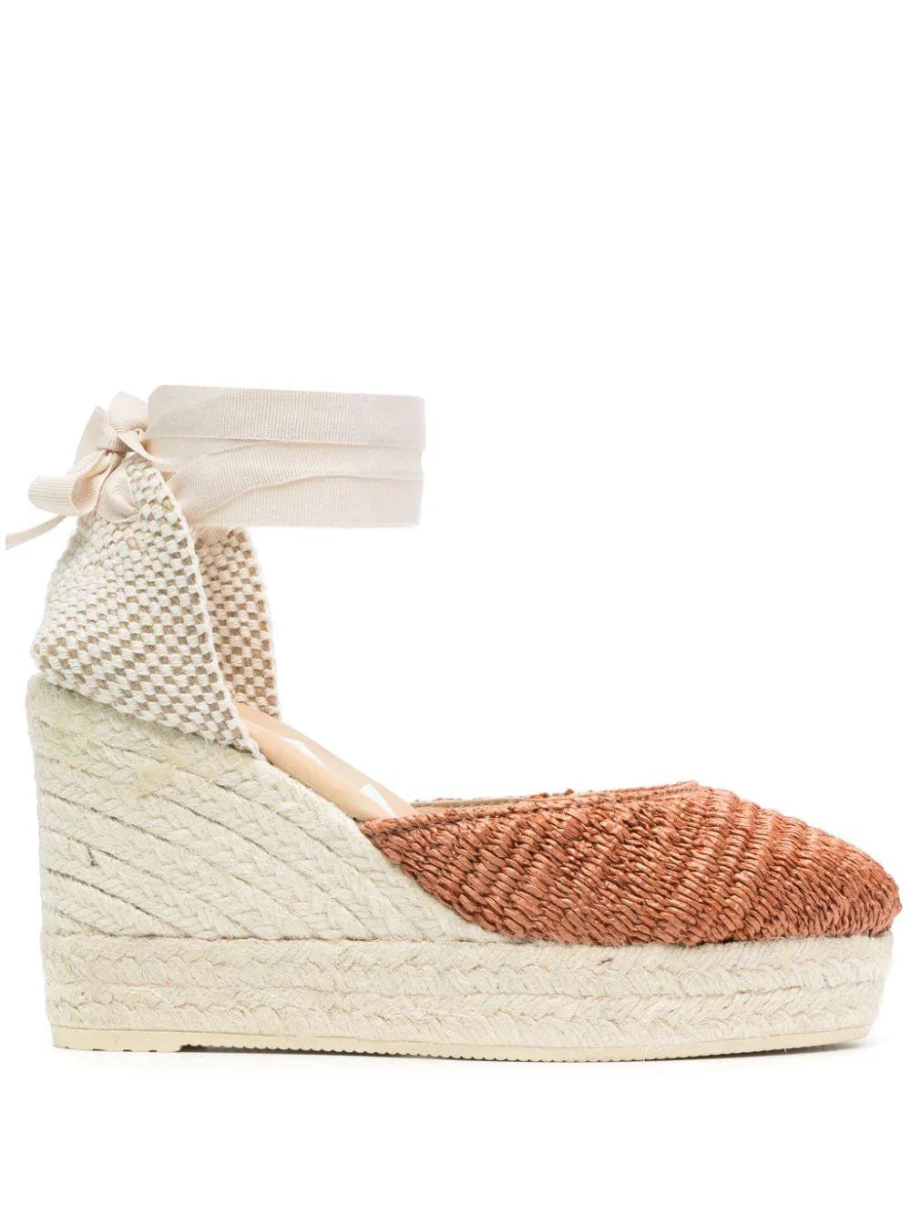 Espadrillas rafia Yucatán zeppa valenciana arancione - Preludio Moda