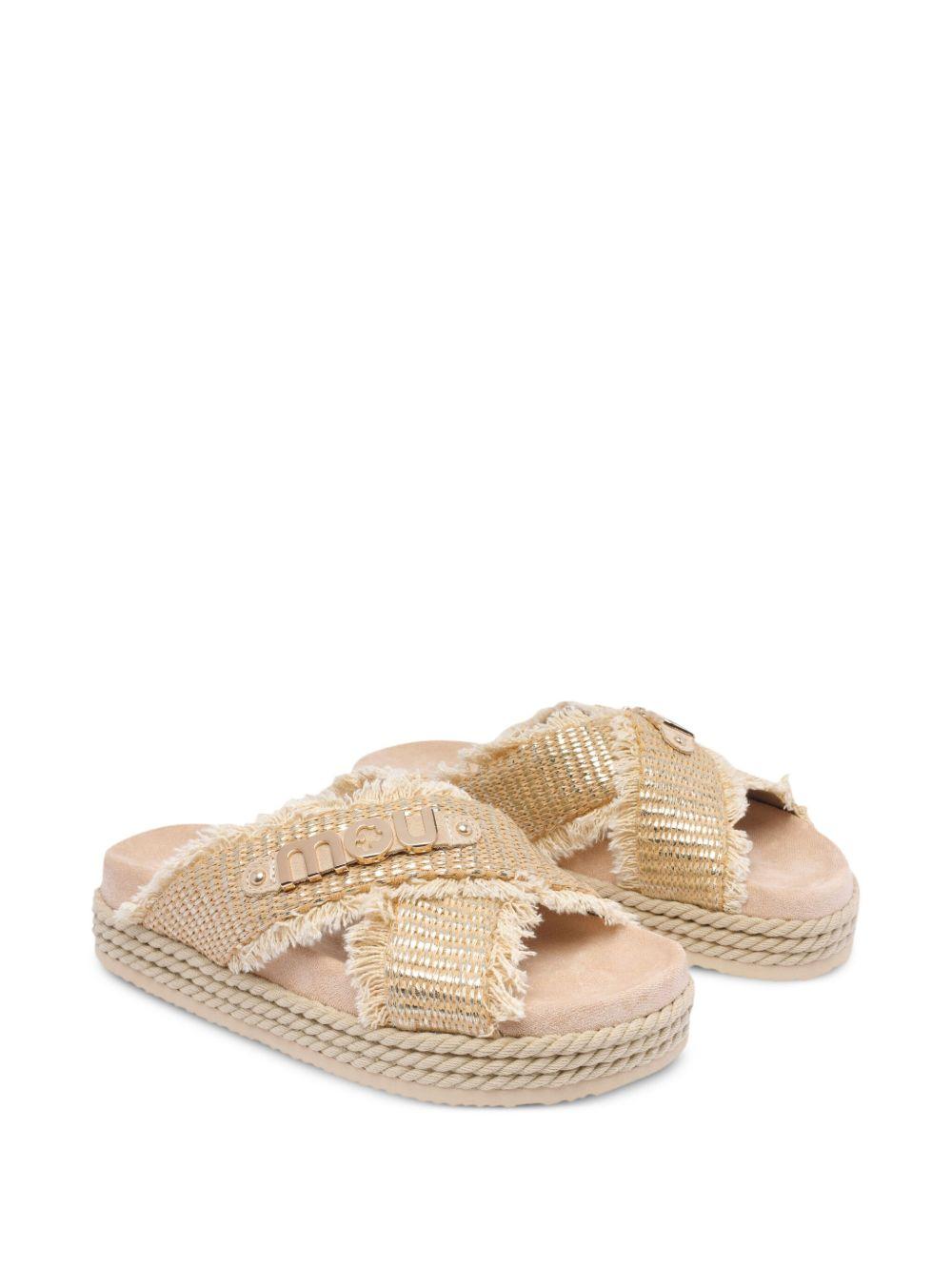 Criss-cross rope raffia sandal rafia metal