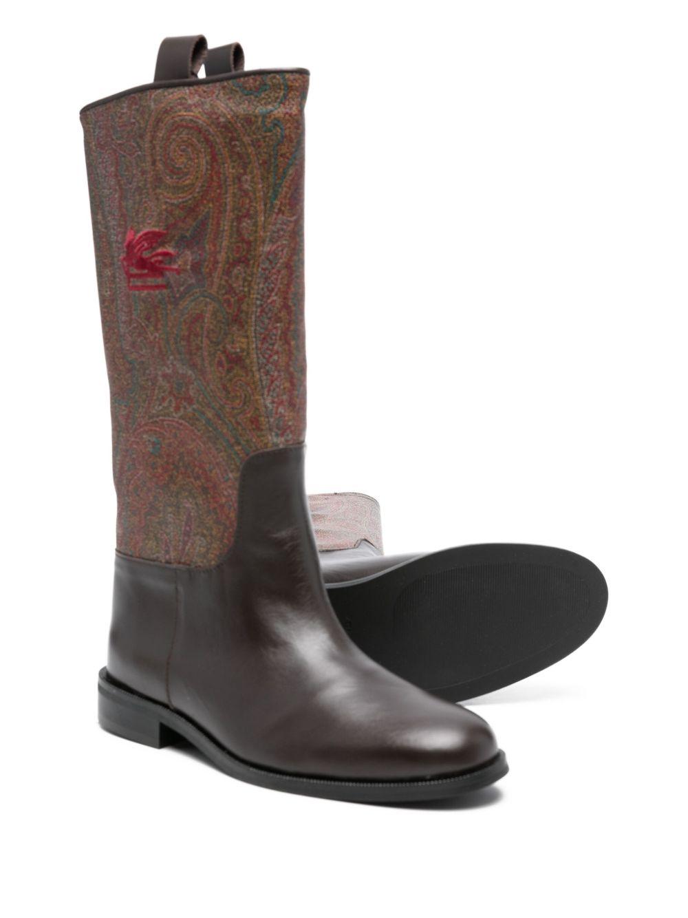 Stivali marroni in pelle Paisley GX0A46B0082 999MA ETRO KIDS