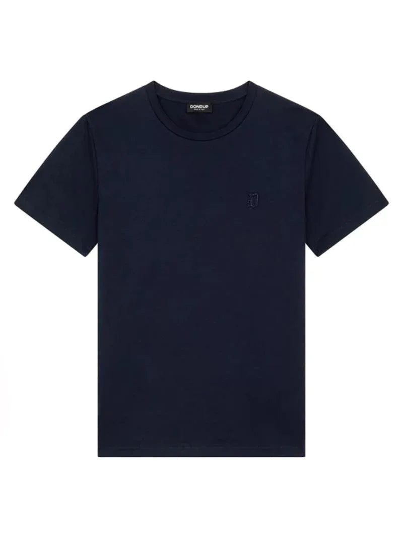 T-shirt blu mini logo ricamo - Preludio Moda