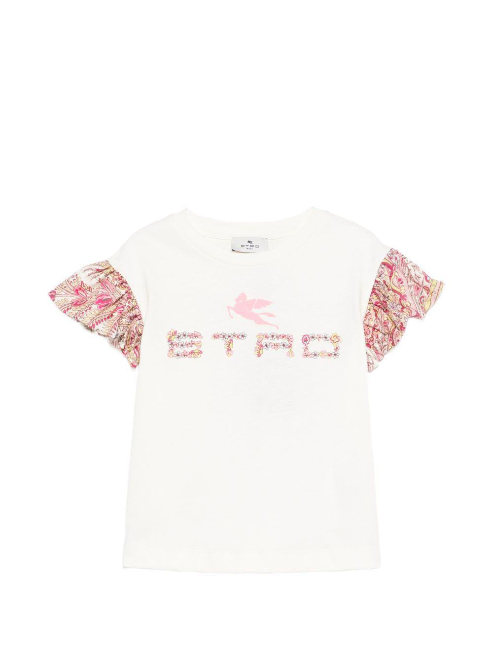T-shirt con dettagli paisley e stampa logo GY8A01Z3672 102RS ETRO KIDS