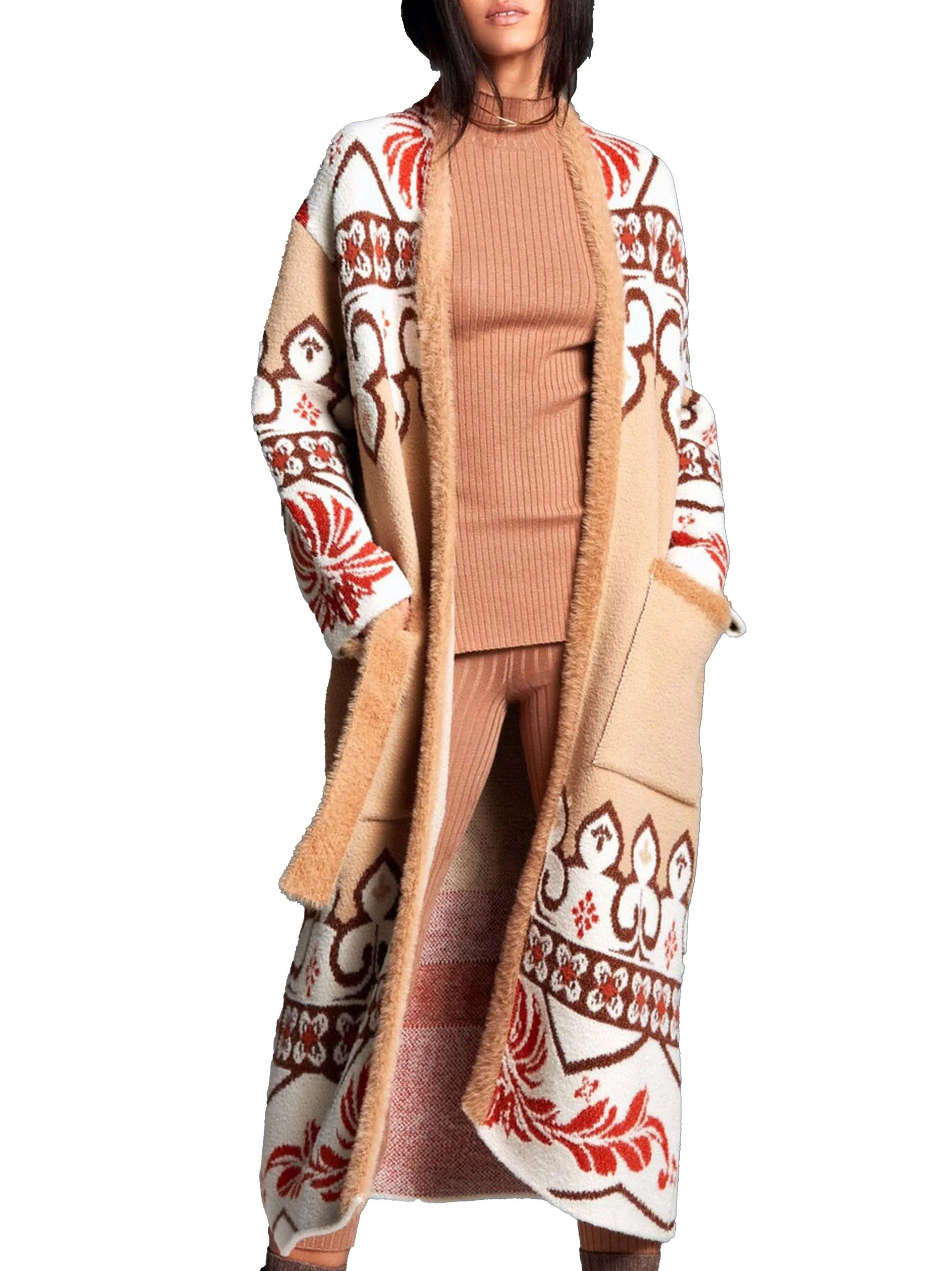 Maglia a costine con spacchi su polsi cammello - Preludio Moda