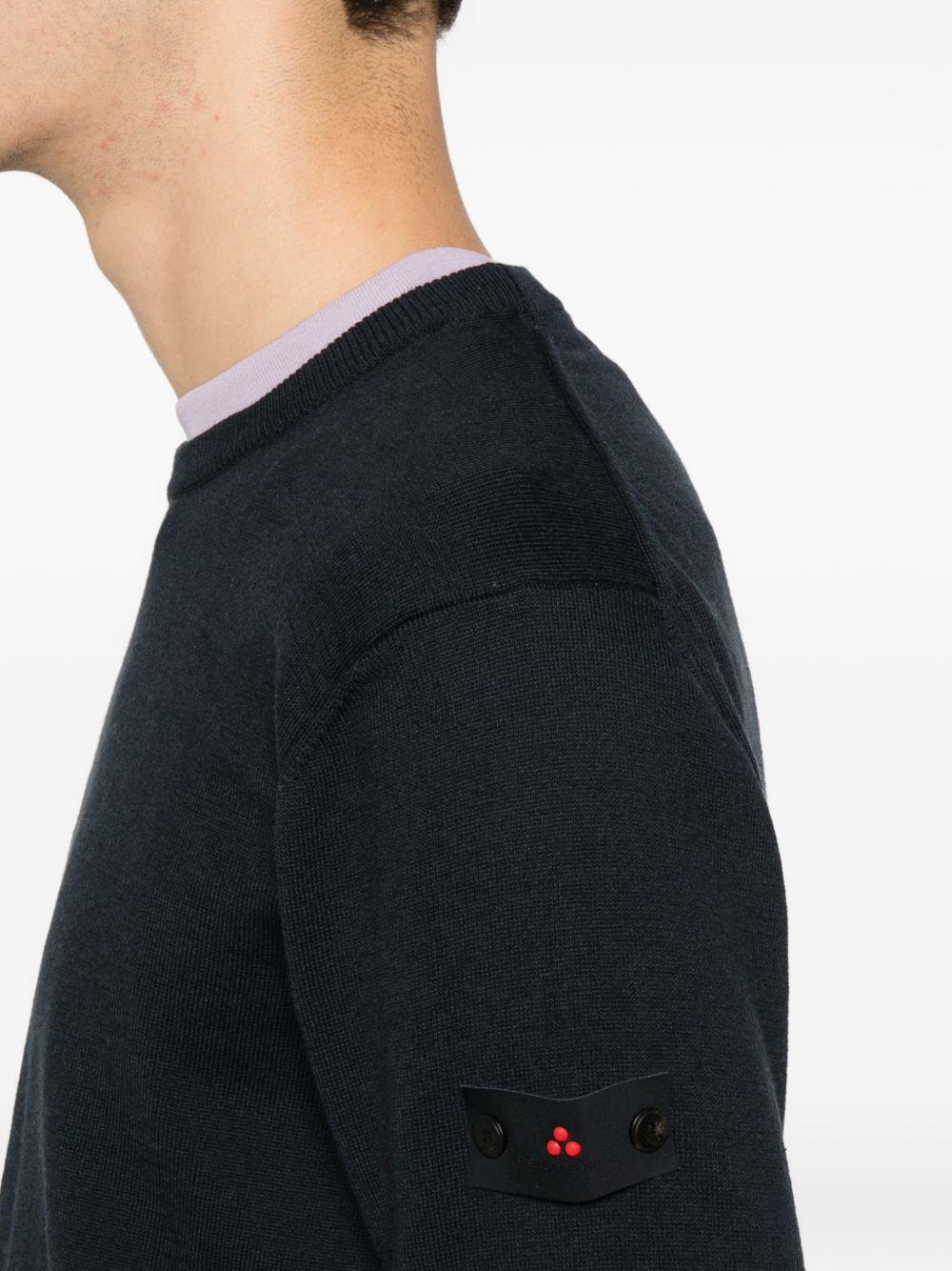Maglione blu a collo giro con rifiniture a scanale PEU561199011919 215 PEUTEREY