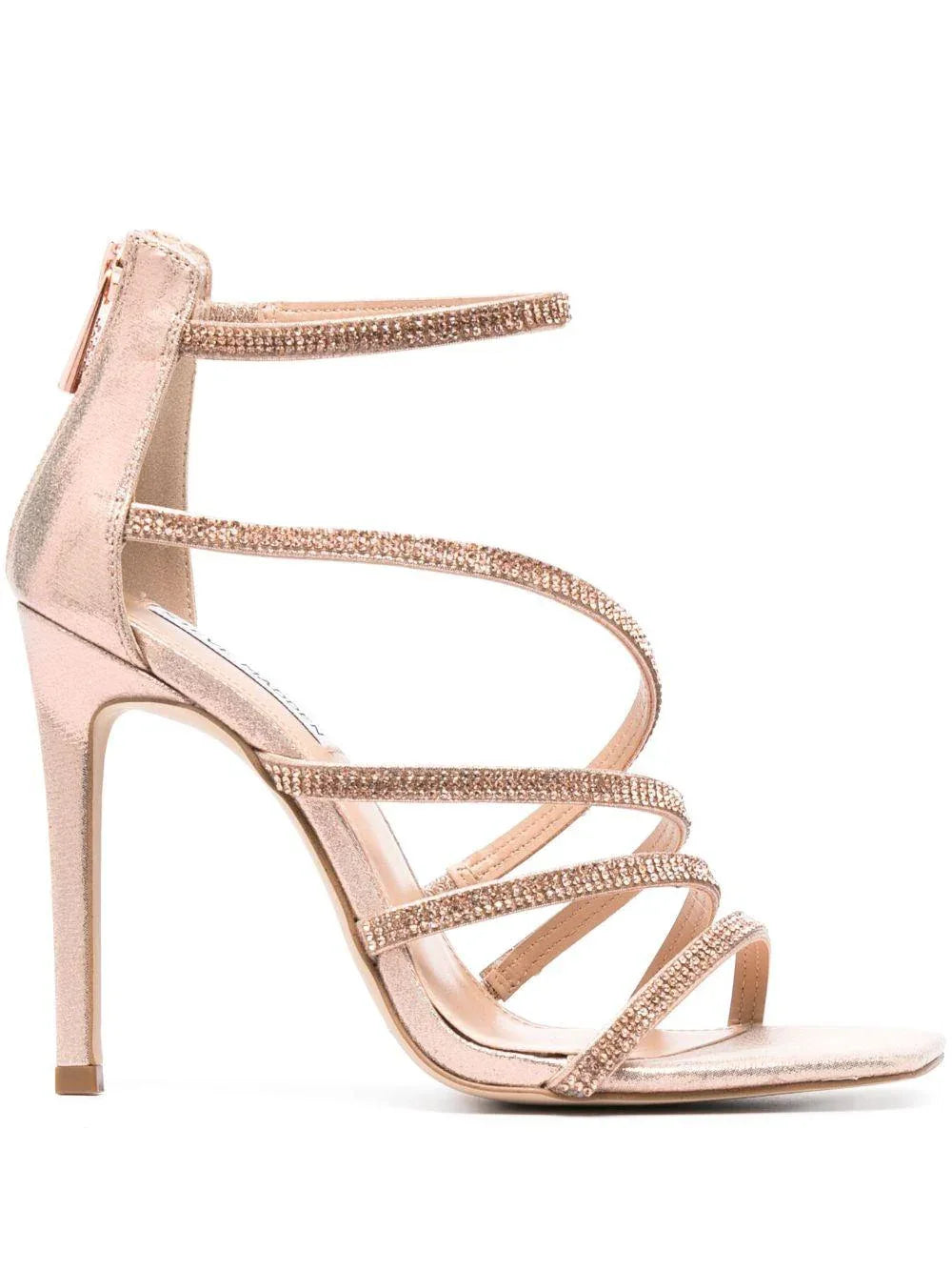 Sandalo rosa con fasce incrociate e pietre - Preludio Moda