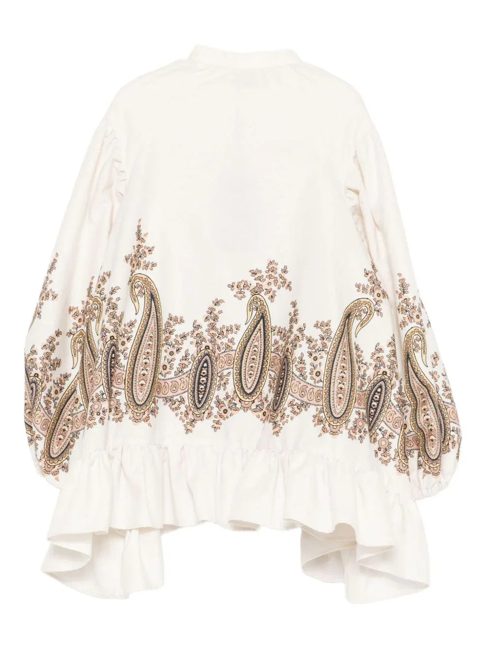 Camicia avorio con volant stampa paisley - Preludio Moda