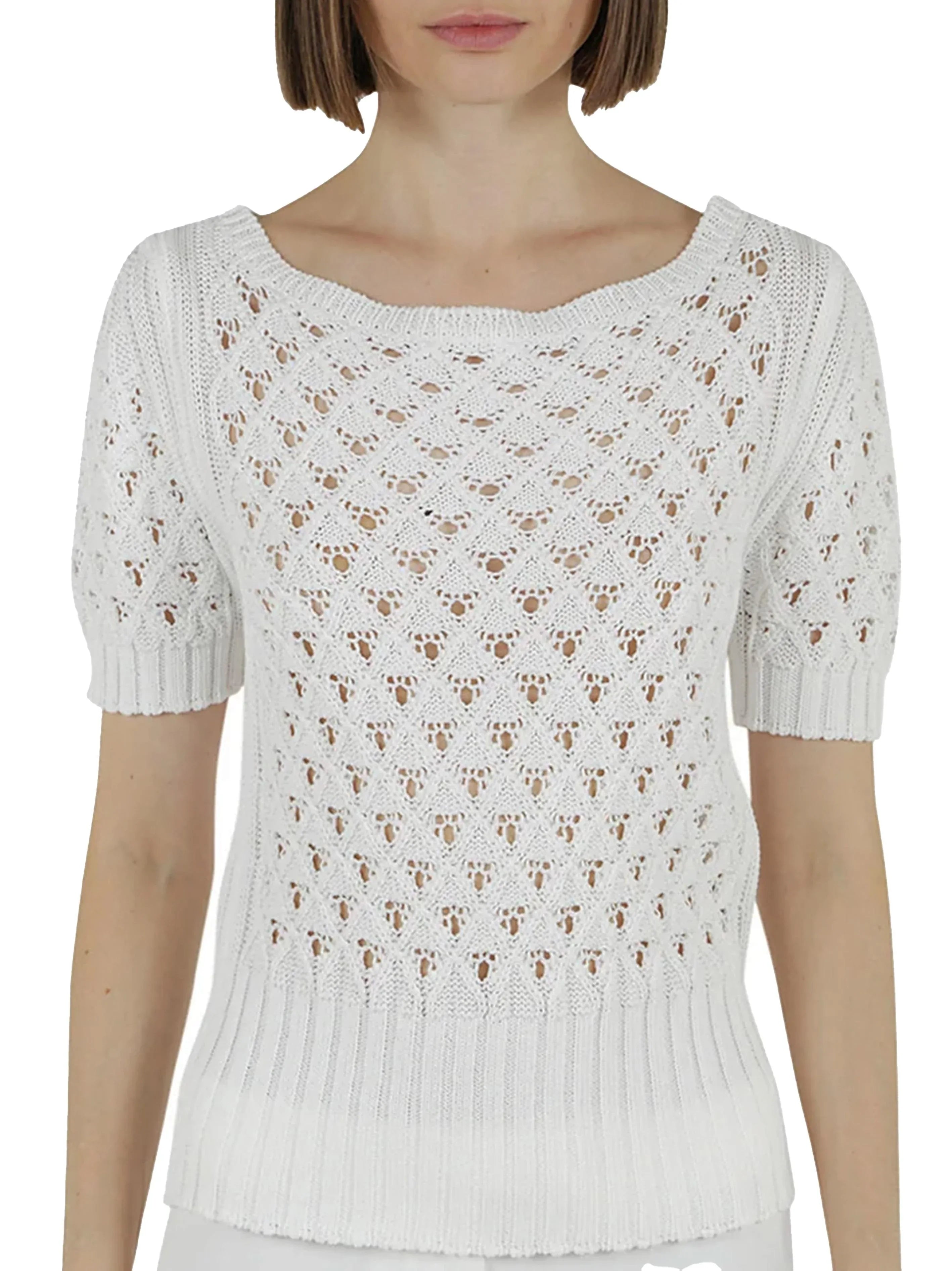 Maglia bianca traforata - Preludio Moda