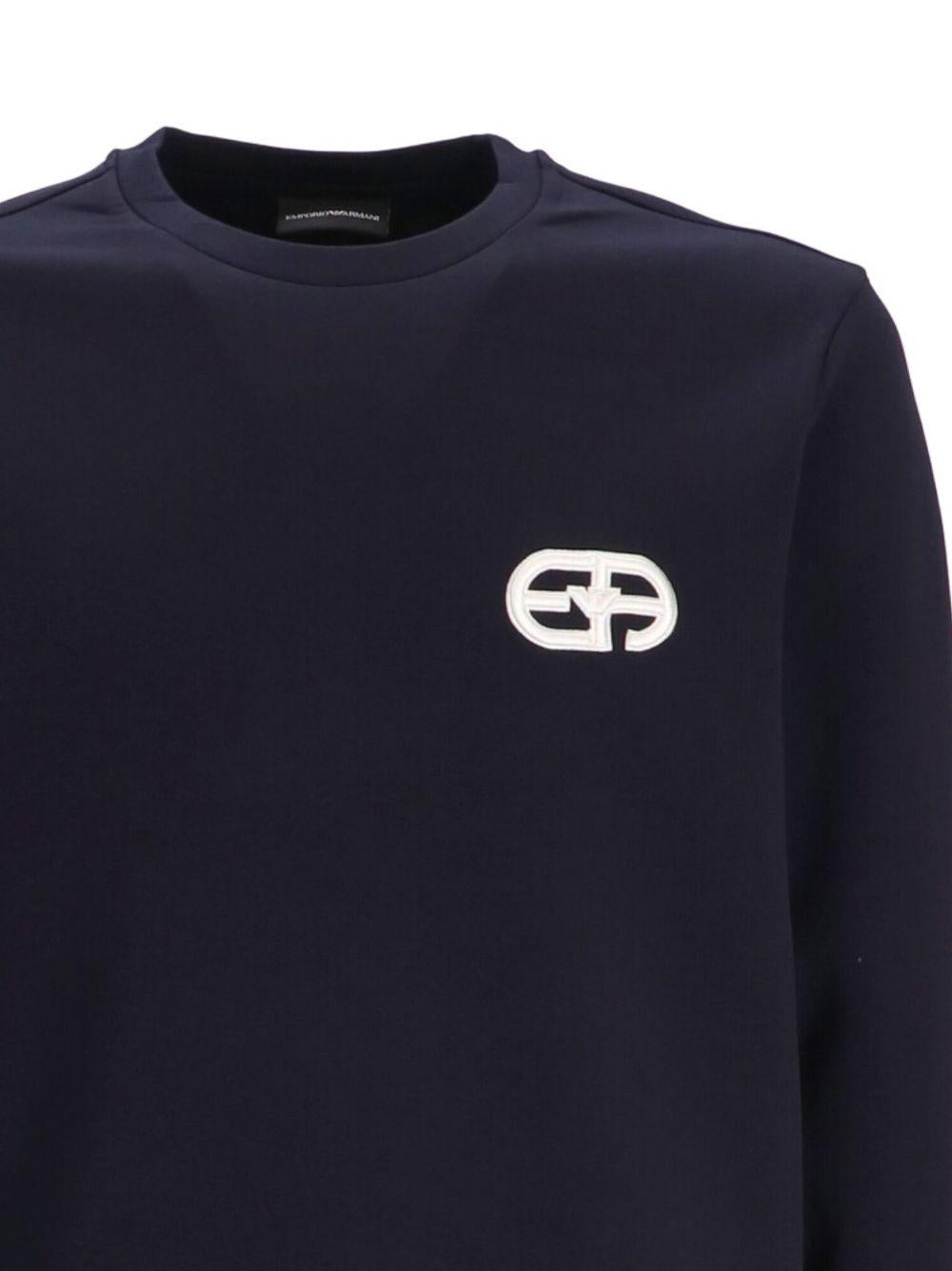 Felpa blu con toppa logo e maniche lunghe 8N1ML71JHSZ 0920 EMPORIO ARMANI