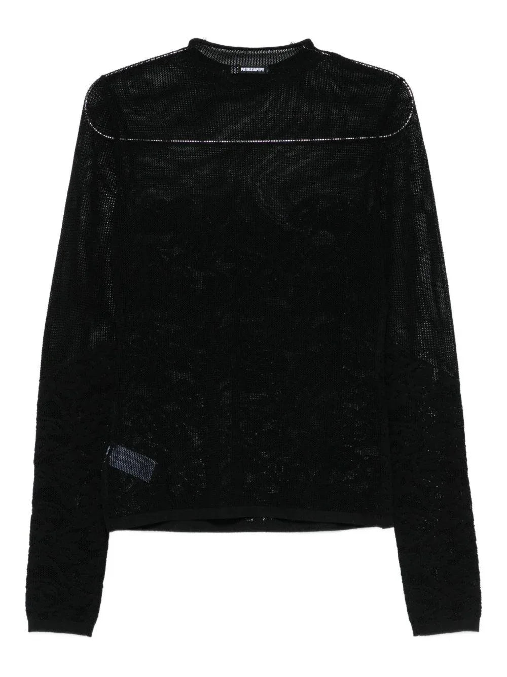 Maglione nero a maniche lunghe con girocollo - Preludio Moda