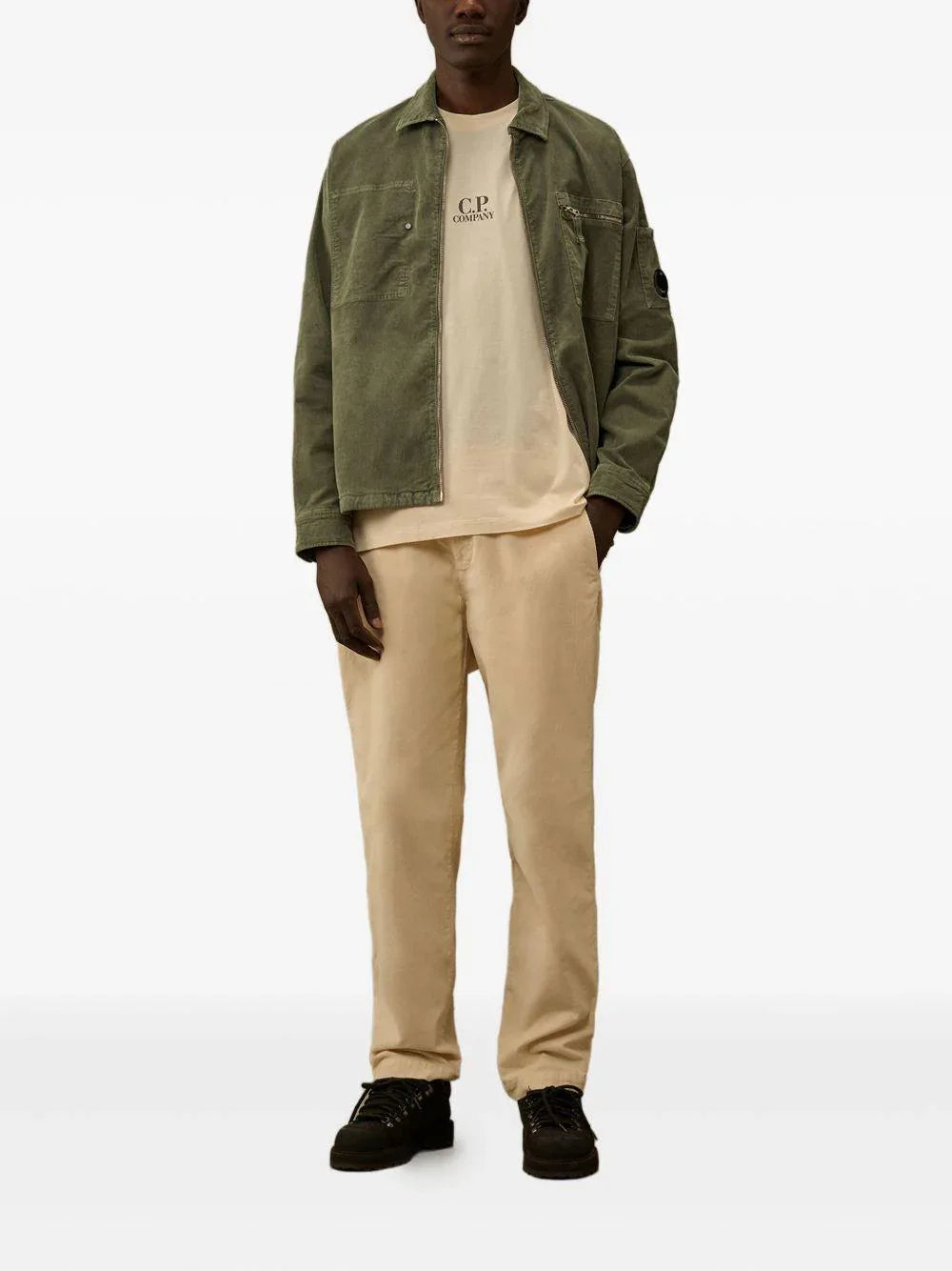 T-shirt Beige Chiaro Girocollo con Logo - Preludio Moda