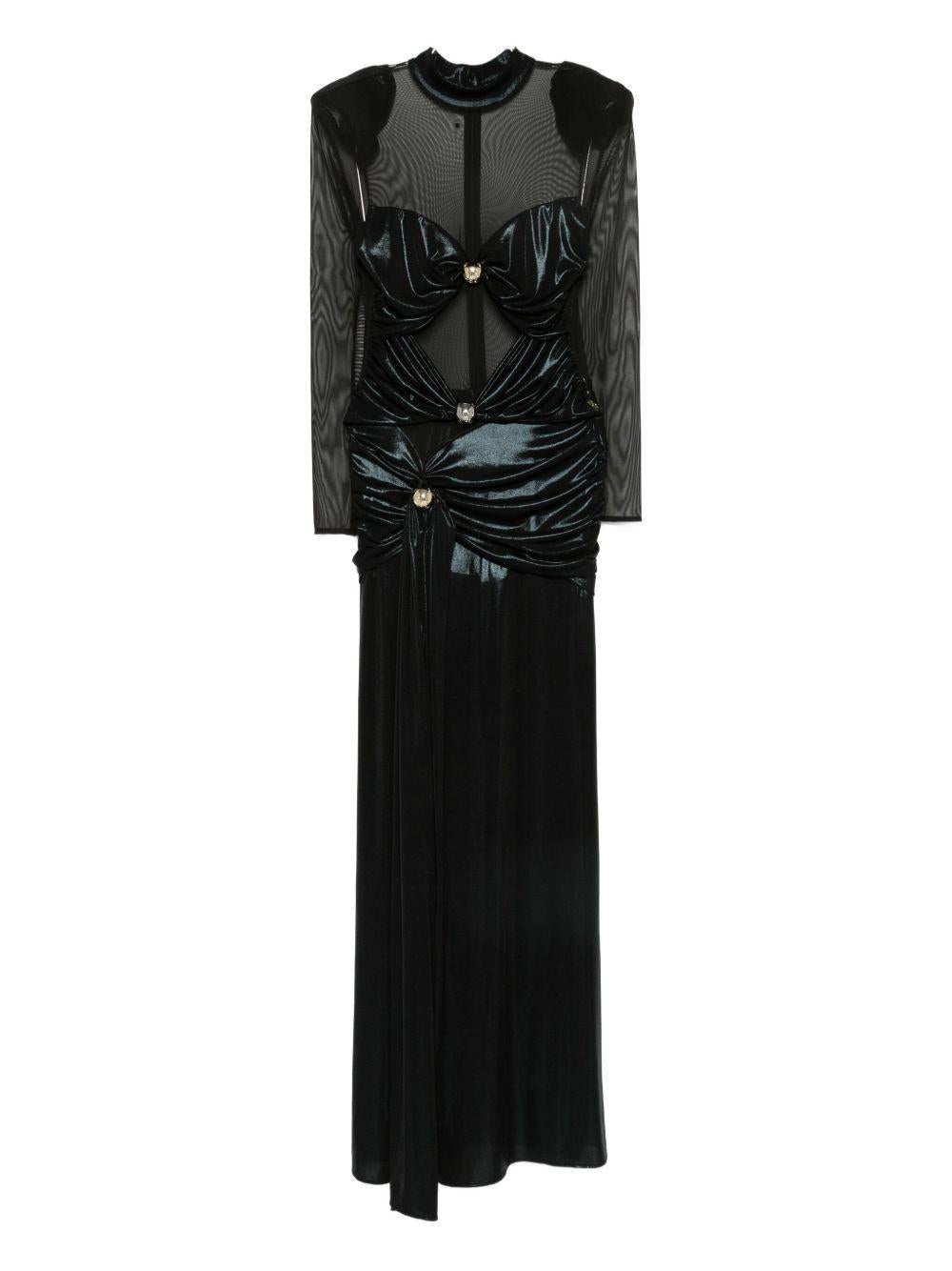 Abito Lungo con Inserti e Collo Alto S00822 NERO BABYLON COLLECTION