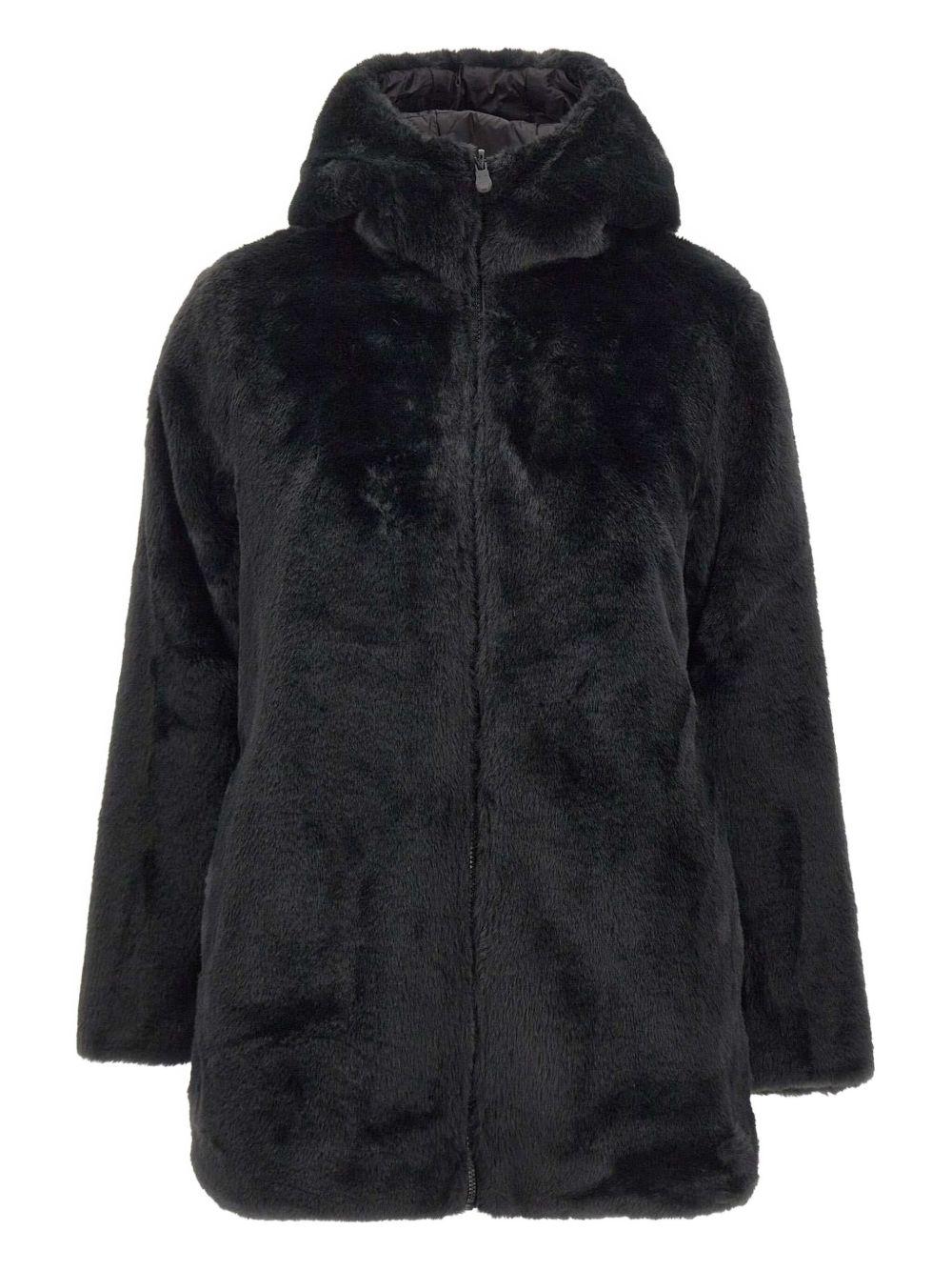 Cappotto in eco pelliccia con cappuccio D40070WFURY21 10000 SAVE THE DUCK