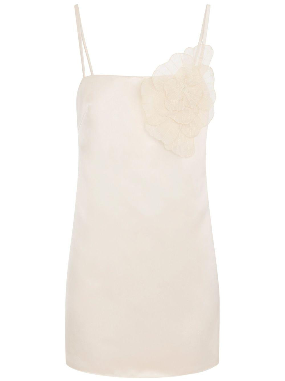 Abito burro in duchesse con fiore ricamato AB73052E2 193 ELISABETTA FRANCHI