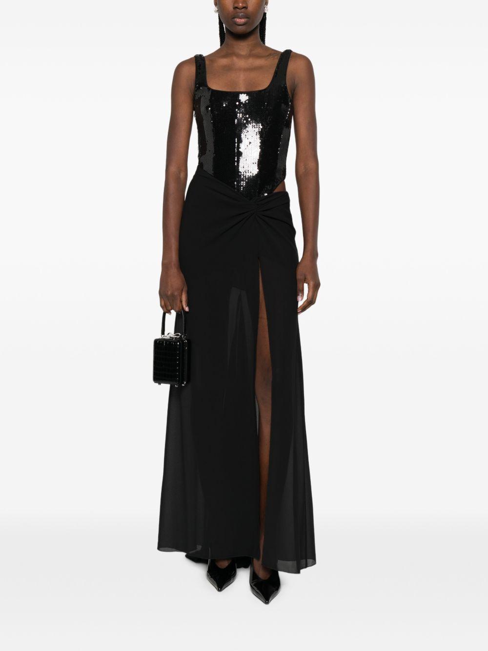 Abito lungo con paillettes e tulle 8A1629J401 K103 PATRIZIA PEPE