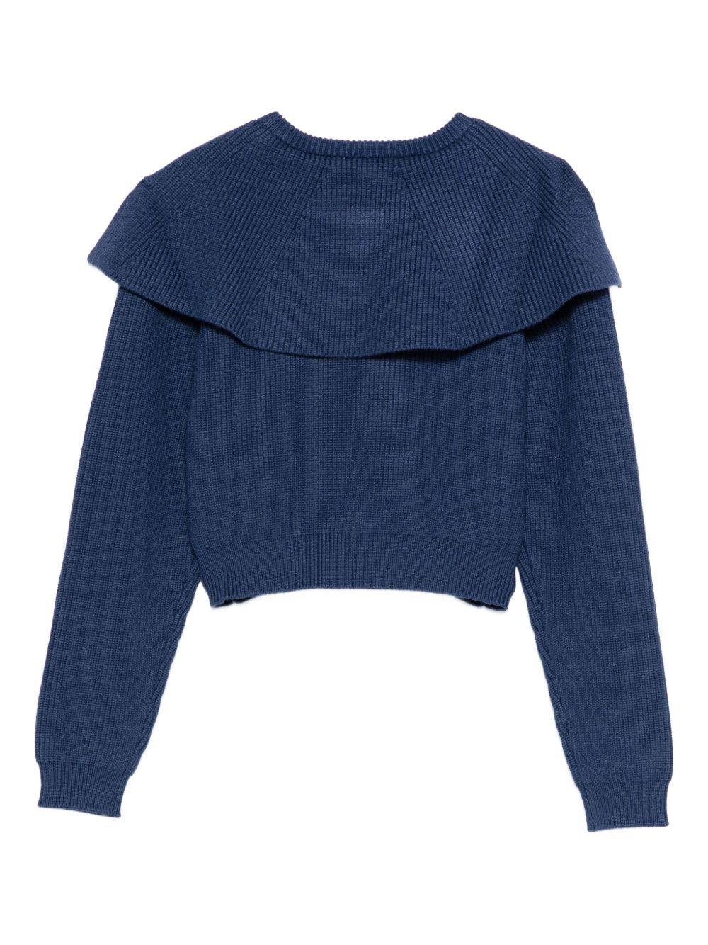 Maglione blu eclisse con ricamo KFMA009CFL085 D800 PINKO UP