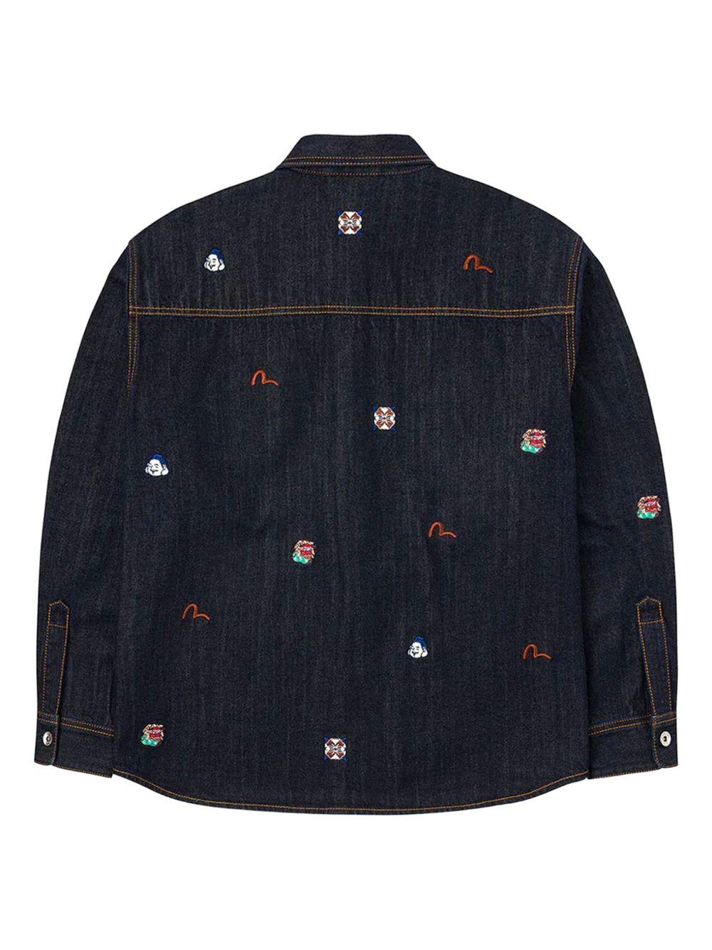Camicia con Ricamo e Taschino sul Petto 2EAHTM5SJ1044 INDIGO EVISU