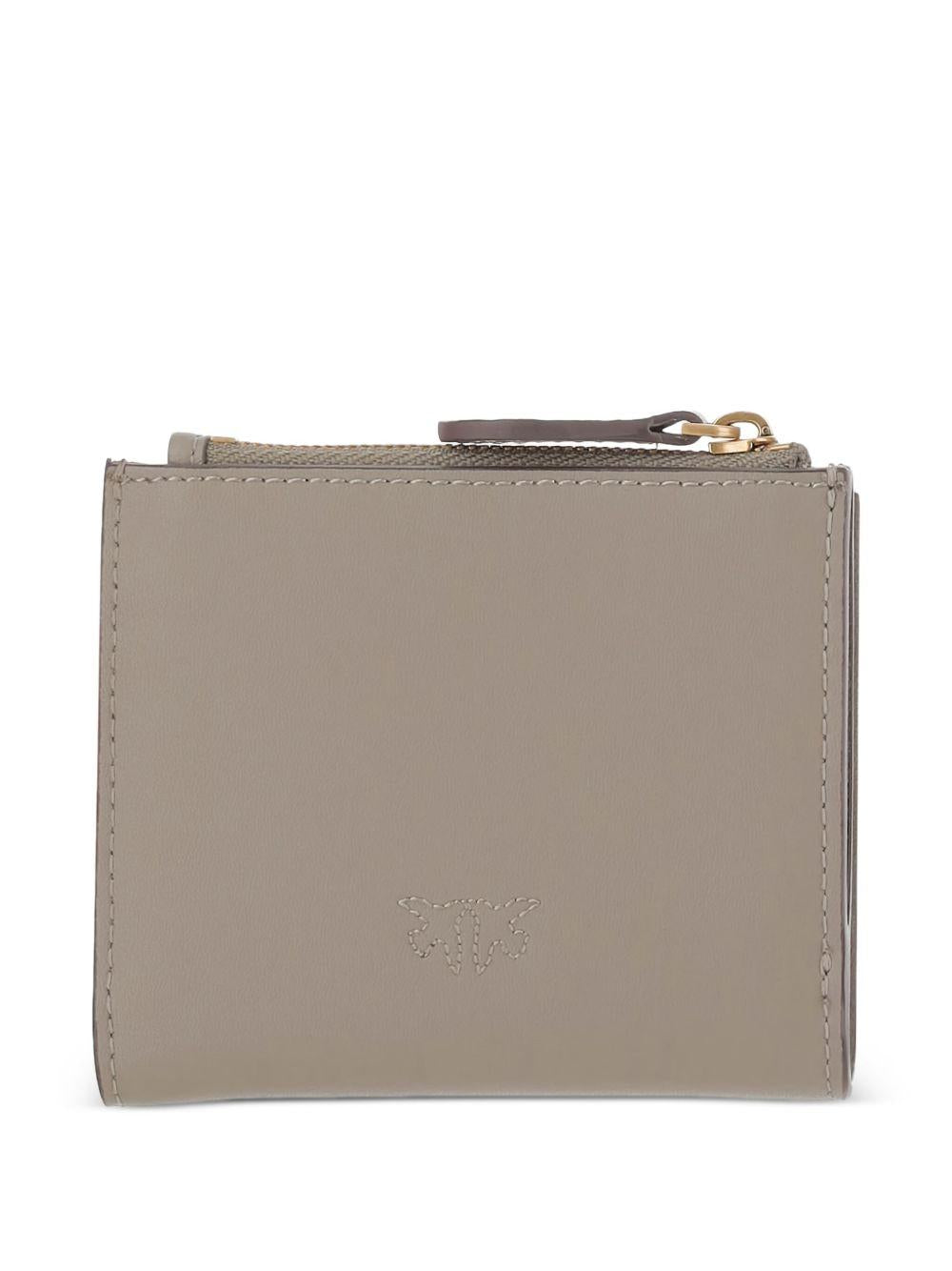 Portafoglio noce/oro a motivo chevron con zip 103610A0F1 I68Q PINKO