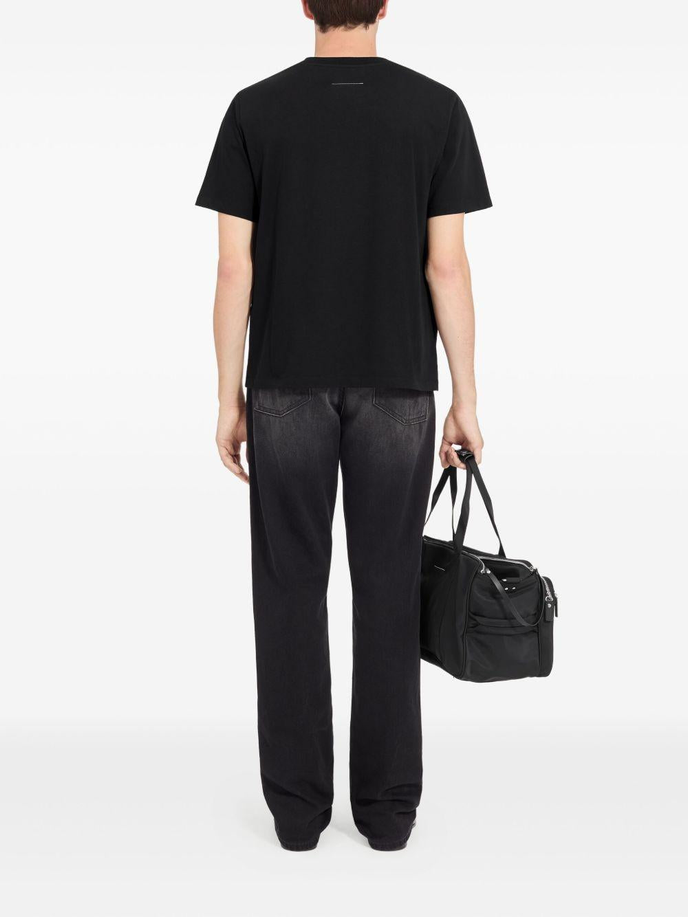 T-shirt in cotone con patch applicate SH0GC0069S24311 900 MM6 MAISON MARGIELA