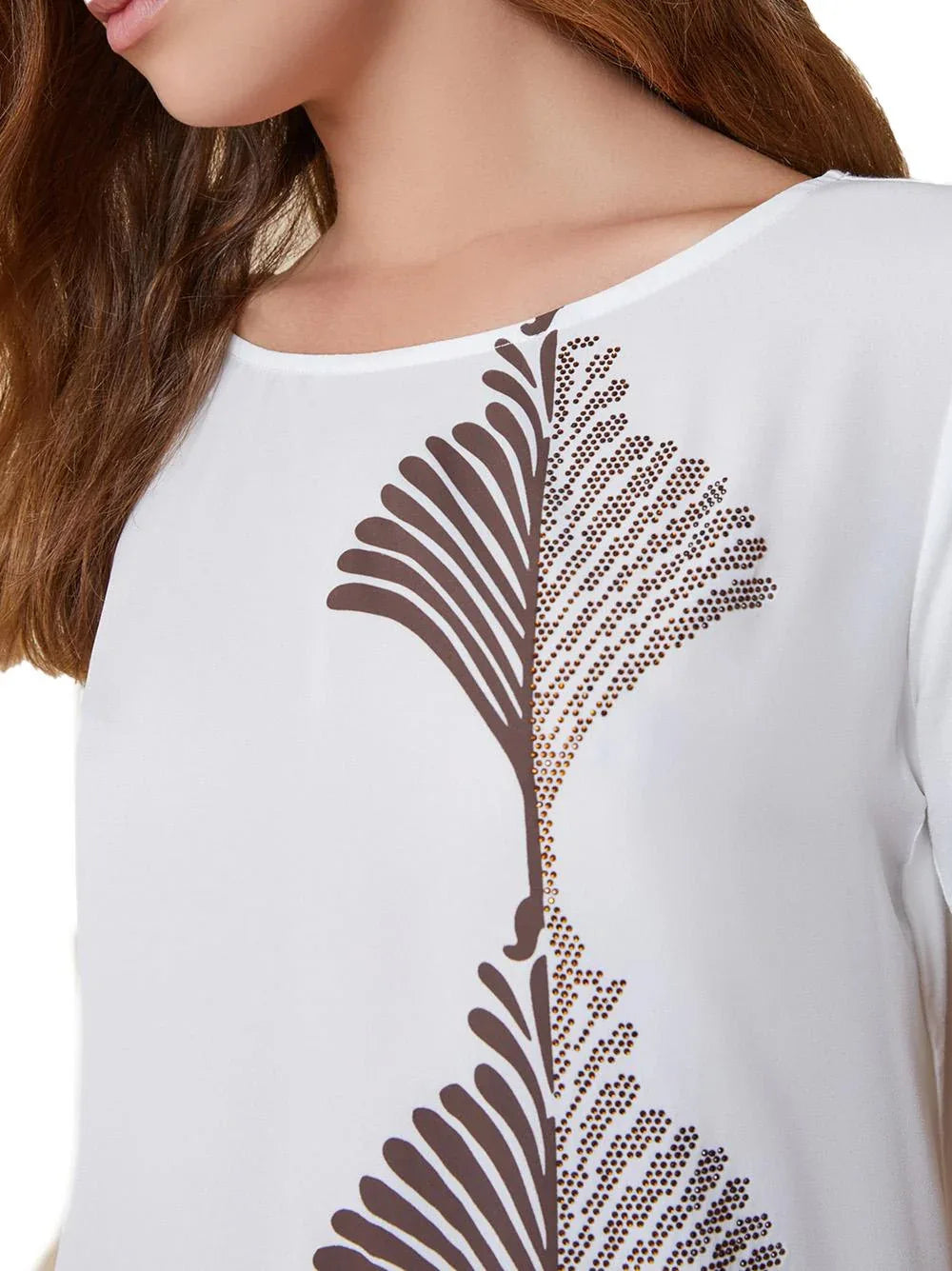 T-shirt bianca Onda con palme - Preludio Moda
