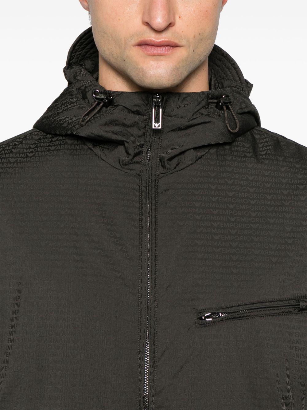 Giacca verde militare con logo all-over