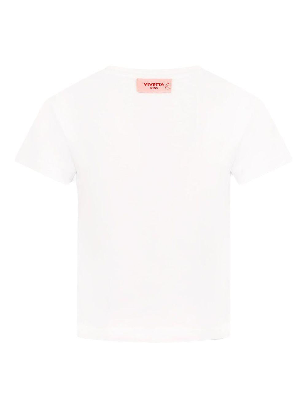 T-shirt bianca con ricamo mani VE2504 B VIVETTA KIDS