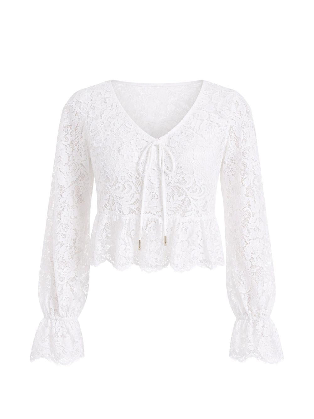 Blusa in pizzo con lacci MS640YJKQ9 100 MICHAEL KORS