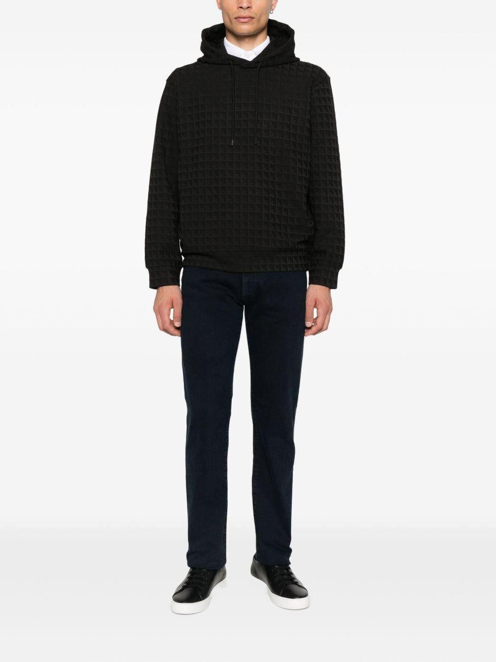 Felpa nera trapuntata con cappuccio e corda di tiratura EM003424AF13700 FC230 EMPORIO ARMANI