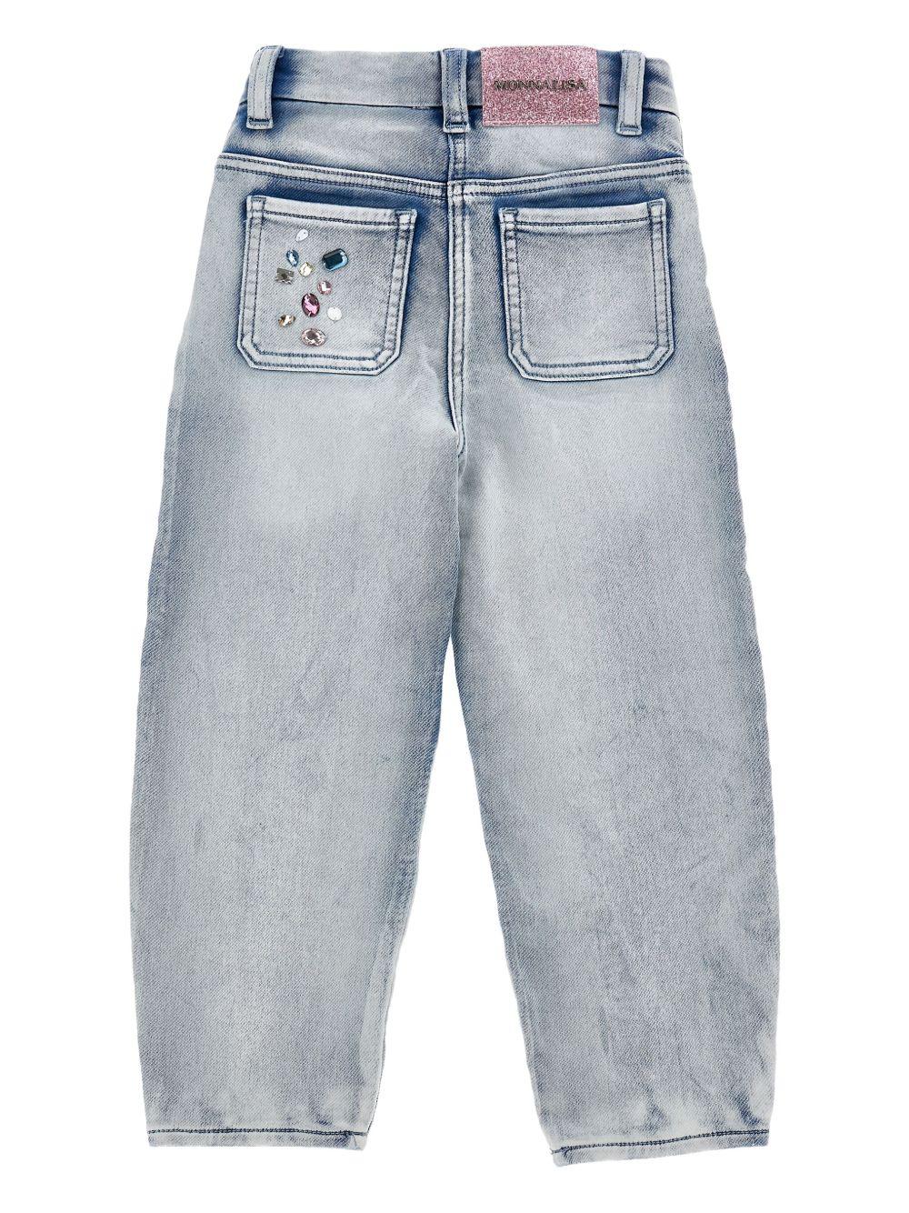 Jeans Azzurri con Gemme 19F4036042 0062 MONNALISA KIDS