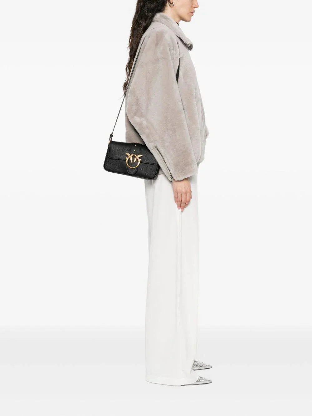 Borsa nera con borchie e chiusura Love Birds - Preludio Moda