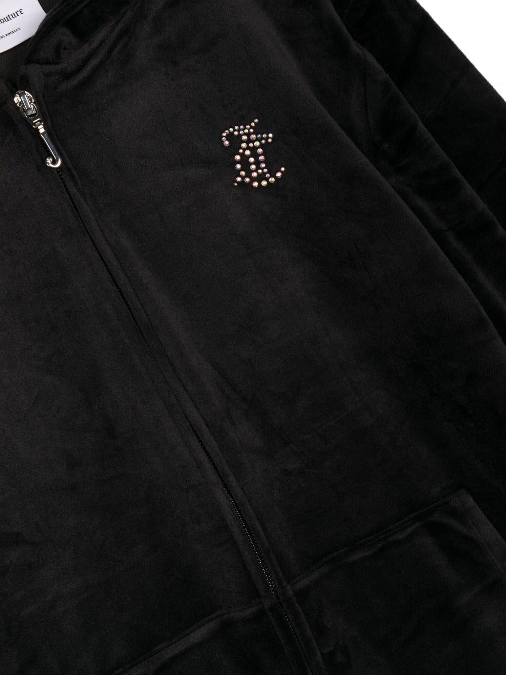Felpa con Cappuccio in Velour con Strass JBX6358 102 JUICY COTURE KIDS